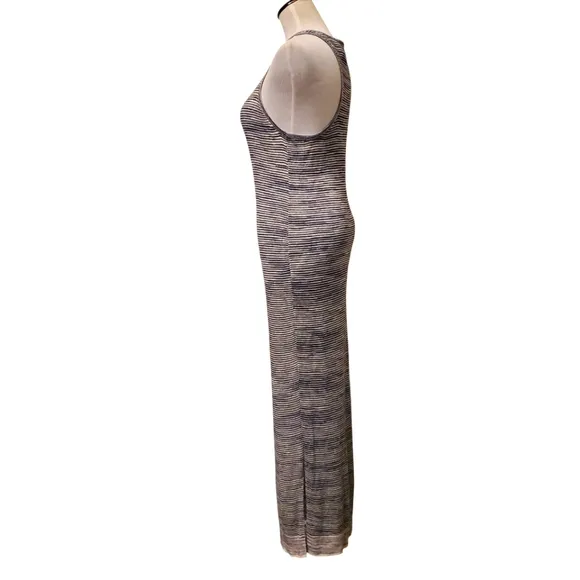 THEORY Intrella Space Dye Striped Linen Blend Racerback Sleeveless Maxi Dress M