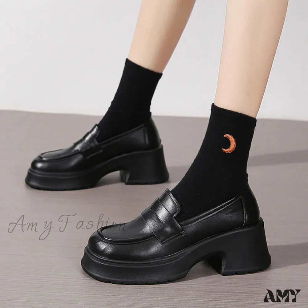 Thick Sole College British Slip-On Mary Jane Loafers Spring Autumn 2024 Women's Shoes