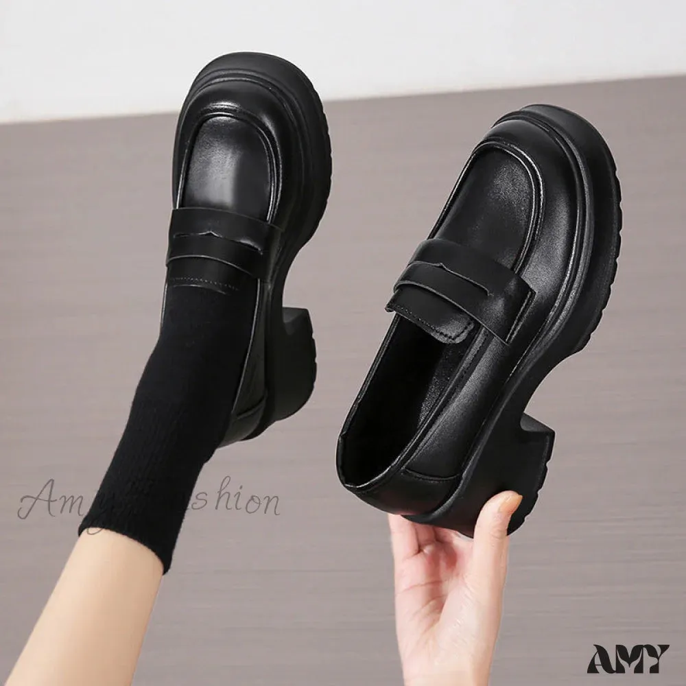 Thick Sole College British Slip-On Mary Jane Loafers Spring Autumn 2024 Women's Shoes