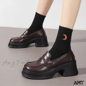 Thick Sole College British Slip-On Mary Jane Loafers Spring Autumn 2024 Women's Shoes
