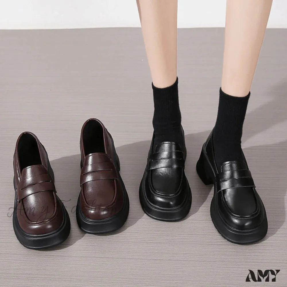 Thick Sole College British Slip-On Mary Jane Loafers Spring Autumn 2024 Women's Shoes
