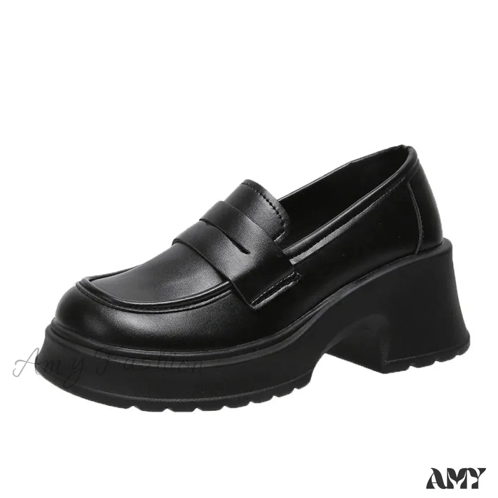 Thick Sole College British Slip-On Mary Jane Loafers Spring Autumn 2024 Women's Shoes