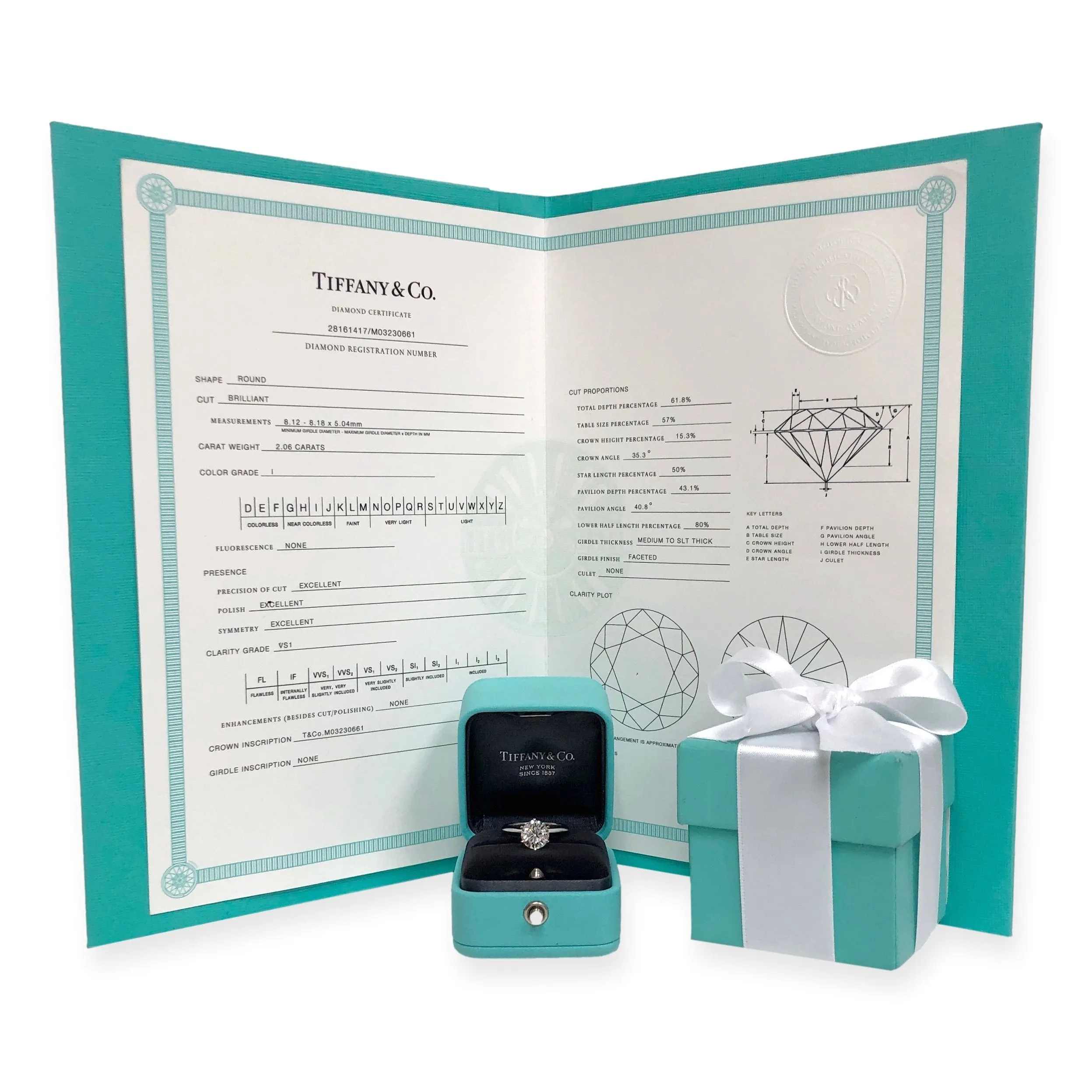 Tiffany & Co. Platinum Round Diamond Solitaire Engagement Ring Round 2.06ct IVS1