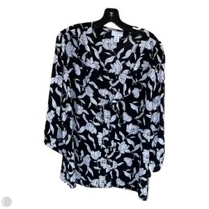 Top 3/4 Sleeve By Liz Claiborne In Black & White, Size: 1x