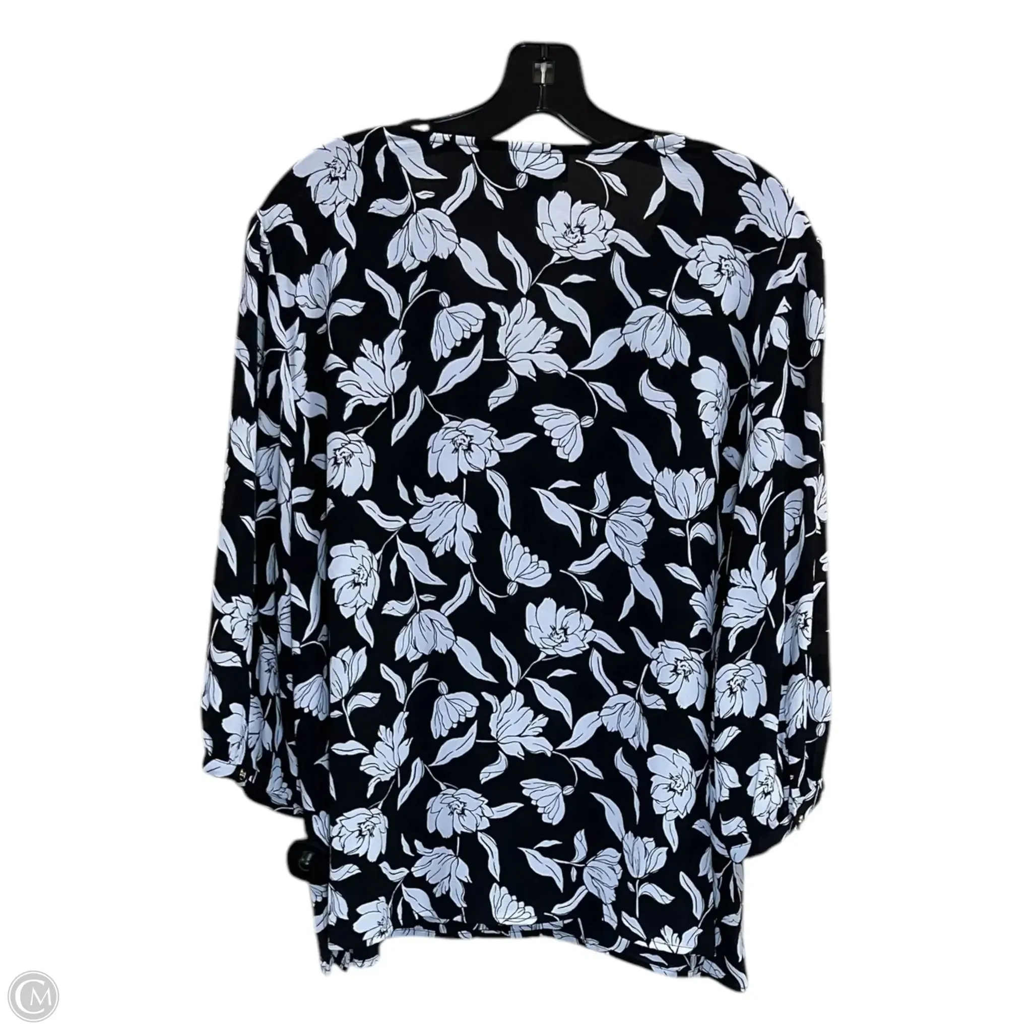 Top 3/4 Sleeve By Liz Claiborne In Black & White, Size: 1x