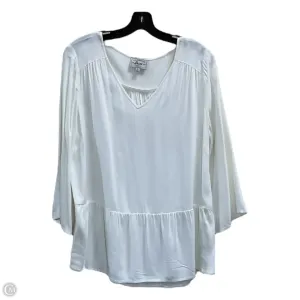 Top Long Sleeve By Bass In White, Size: L