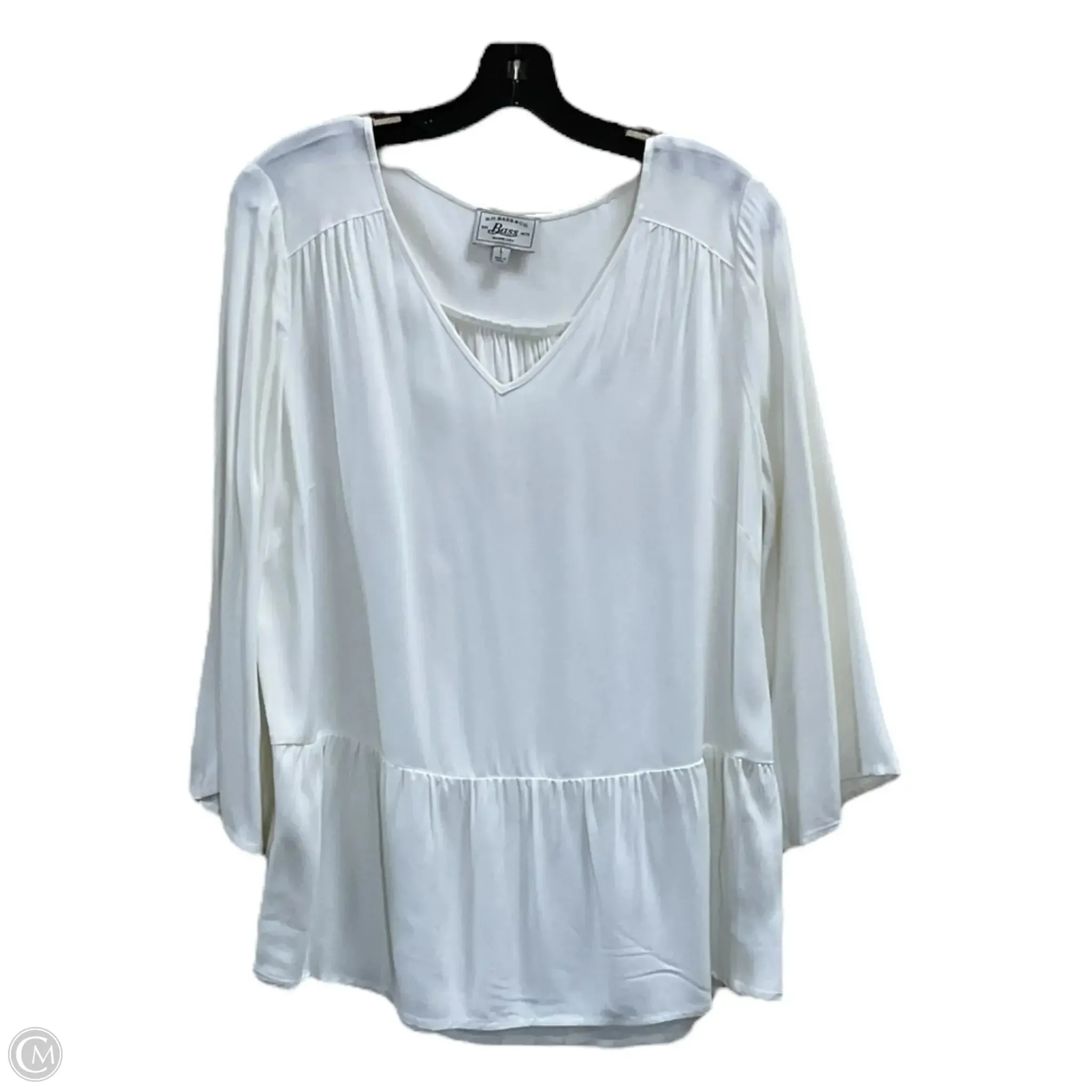 Top Long Sleeve By Bass In White, Size: L