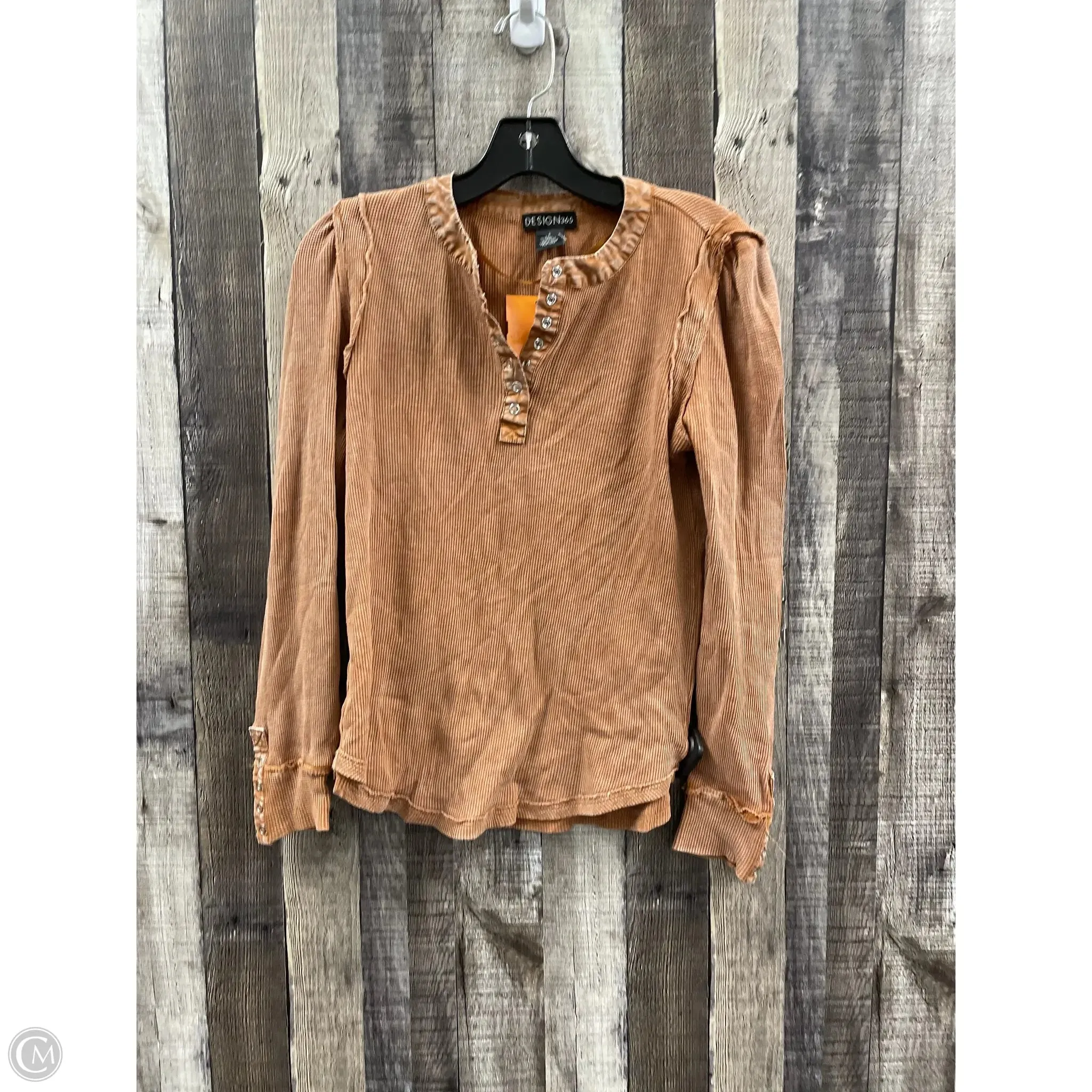 Top Long Sleeve By Cme In Brown, Size: S