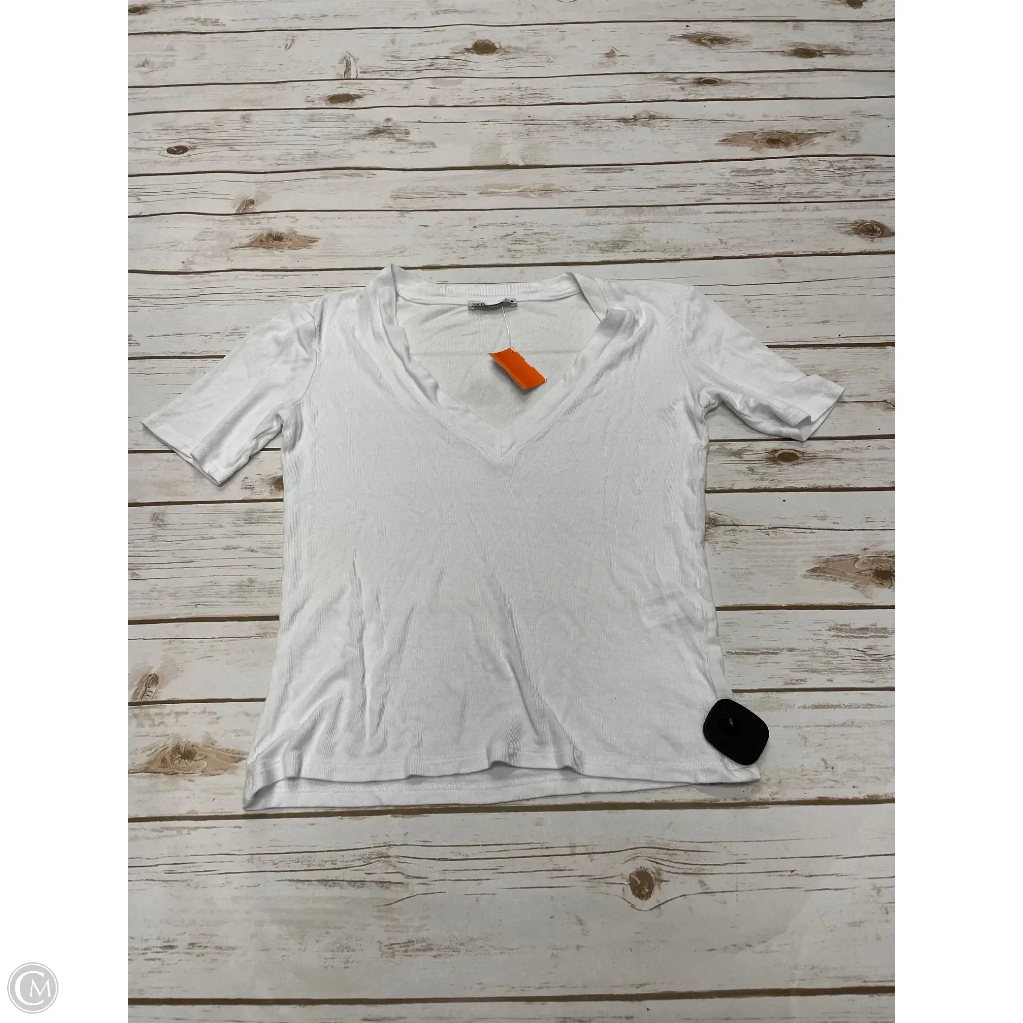 Top Short Sleeve Basic By Zara In White, Size: S
