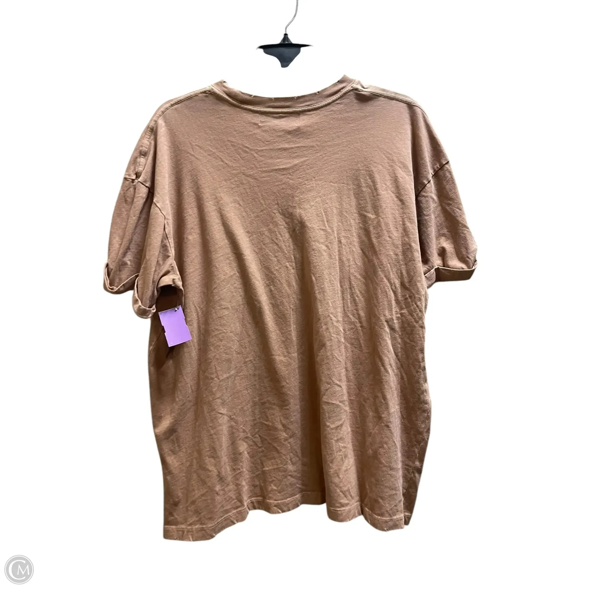Top Short Sleeve By Girl Dangerous In Brown, Size: L