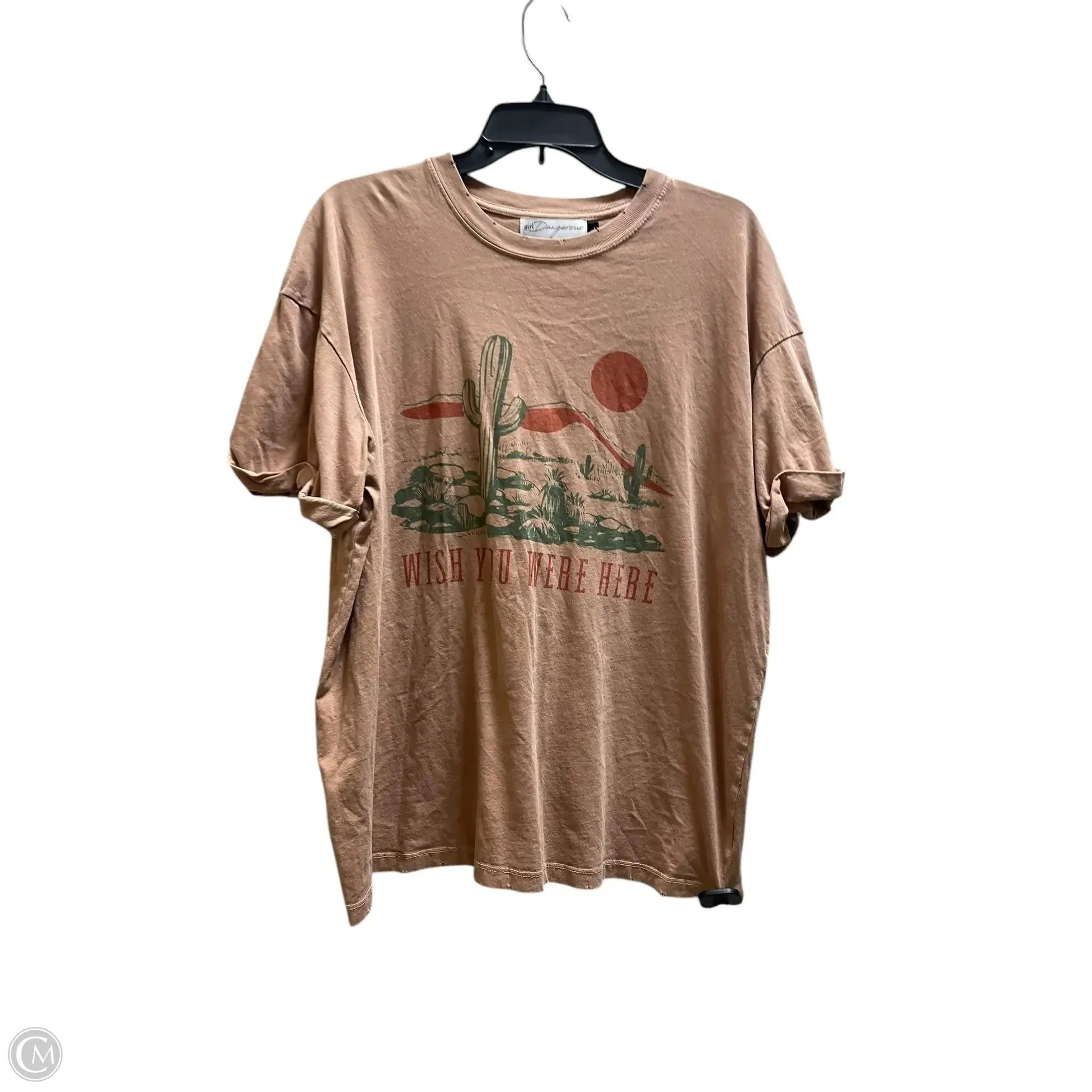 Top Short Sleeve By Girl Dangerous In Brown, Size: L