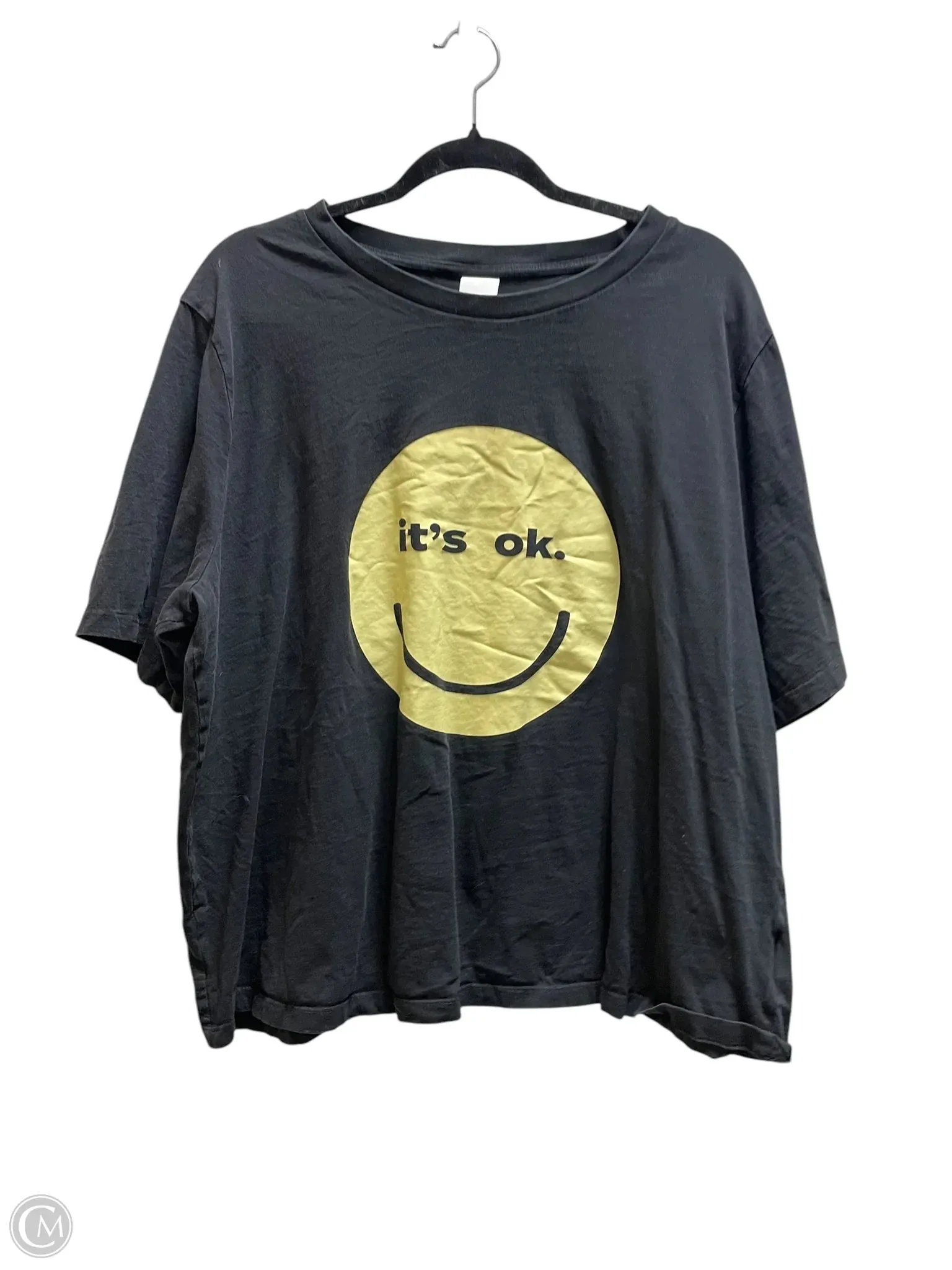 Top Short Sleeve By H&m In Black, Size: 1x