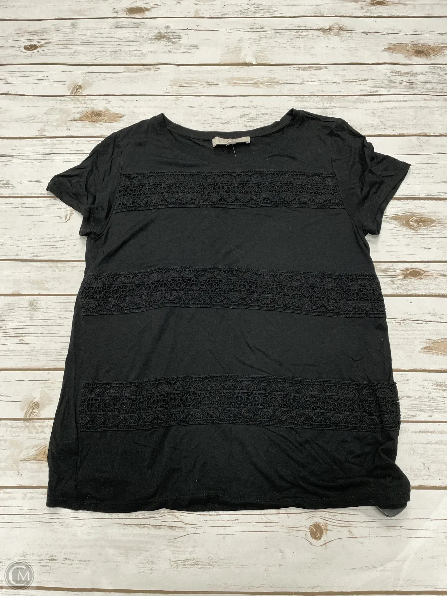 Top Short Sleeve By Loft In Black, Size: M
