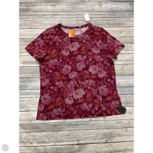 Top Short Sleeve By Loft In Maroon, Size: L