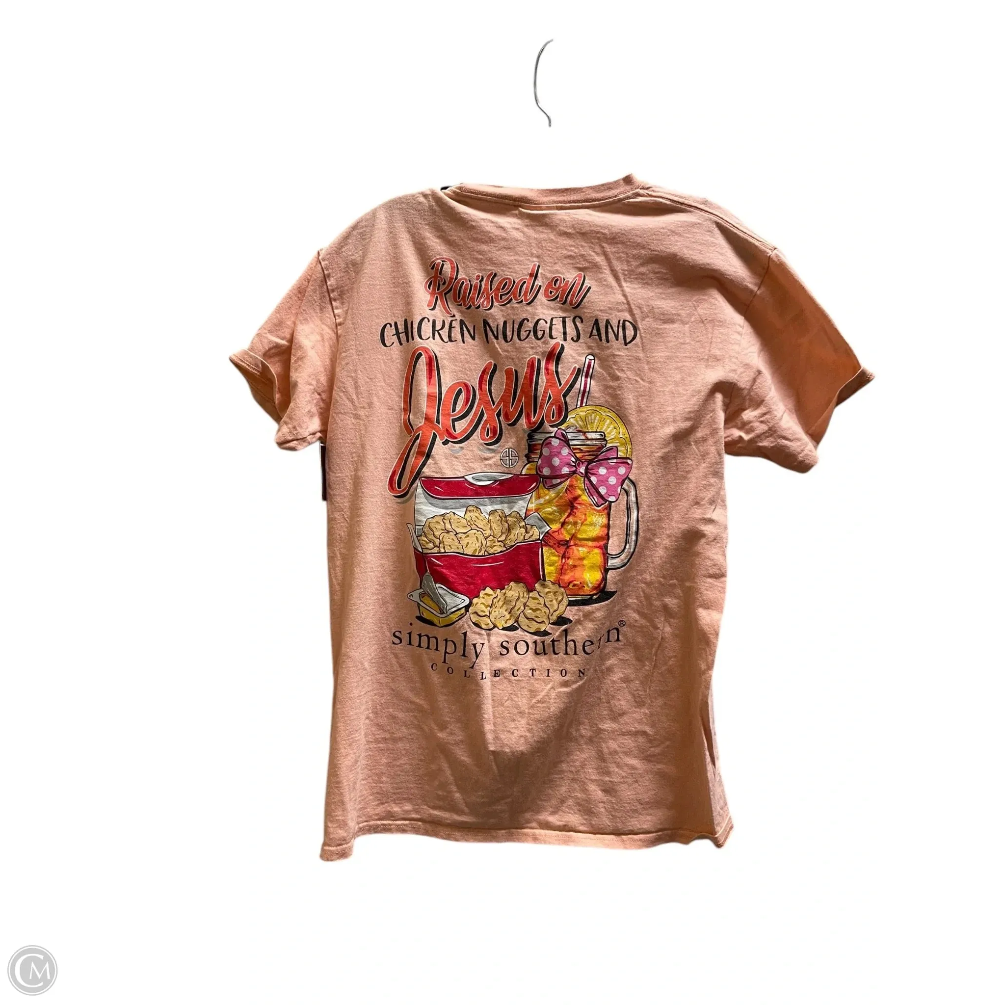 Top Short Sleeve By Simply Southern In Pink, Size: M
