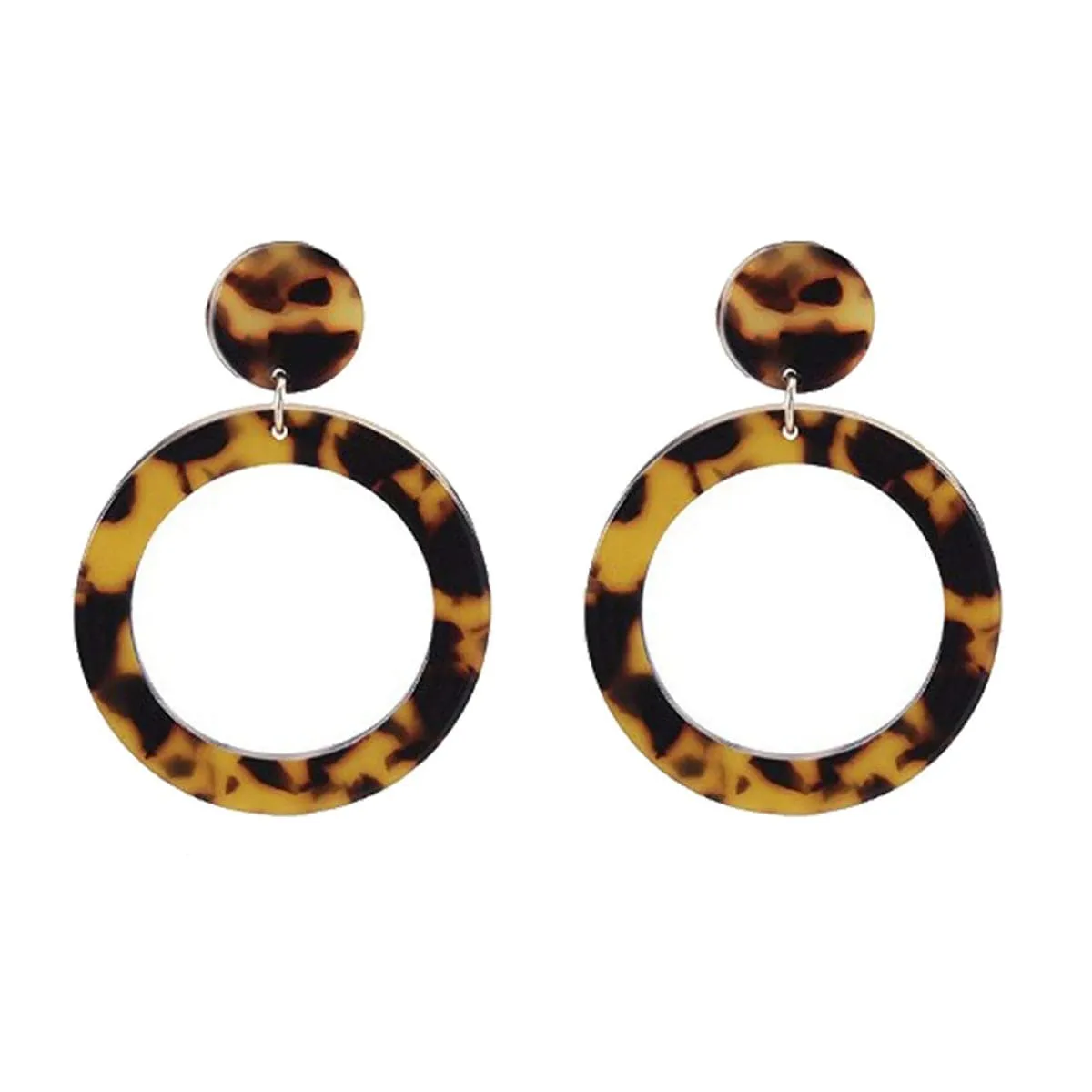 Tortoise Open Circle Drop Earrings