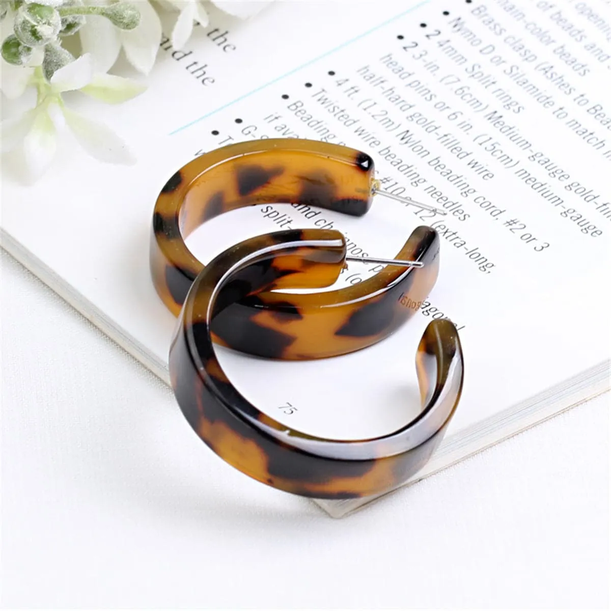 Tortoise Wide Hoop Earrings