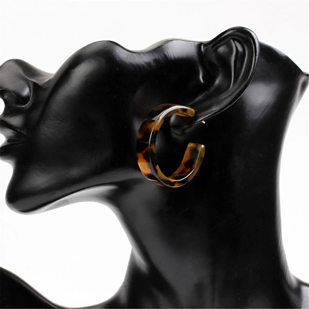 Tortoise Wide Hoop Earrings