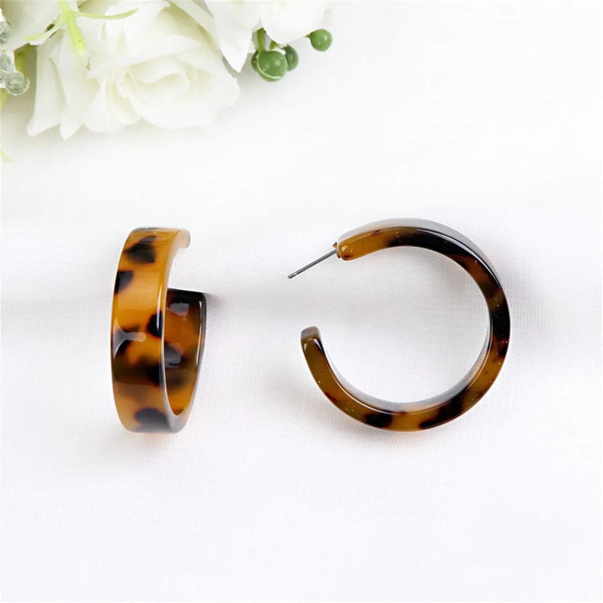 Tortoise Wide Hoop Earrings