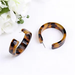 Tortoise Wide Hoop Earrings