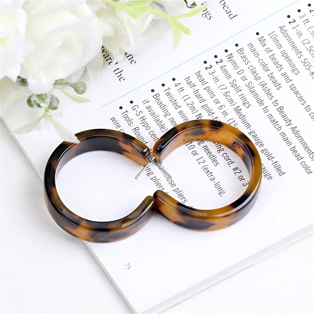 Tortoise Wide Hoop Earrings