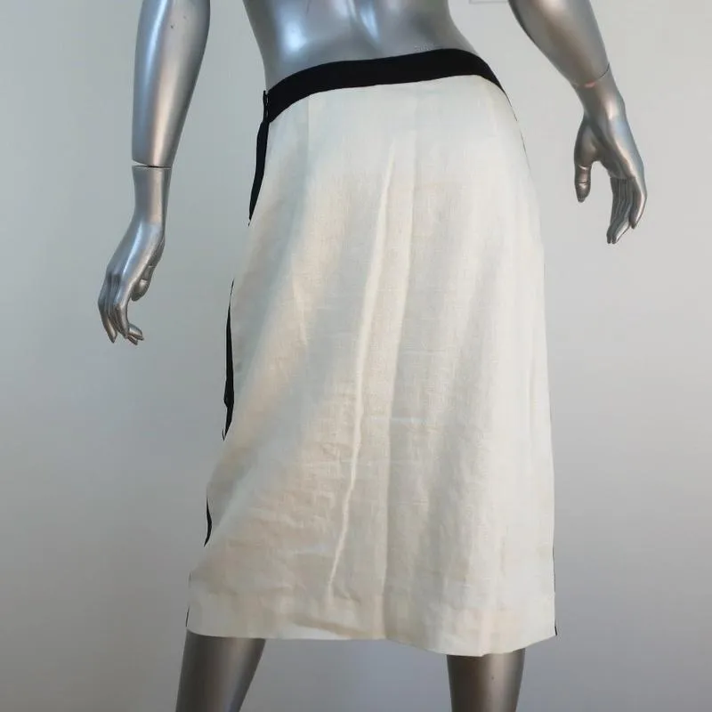 Tory Burch Pencil Skirt Gloria Metal-Embellished Guipure Lace & Linen Size 6