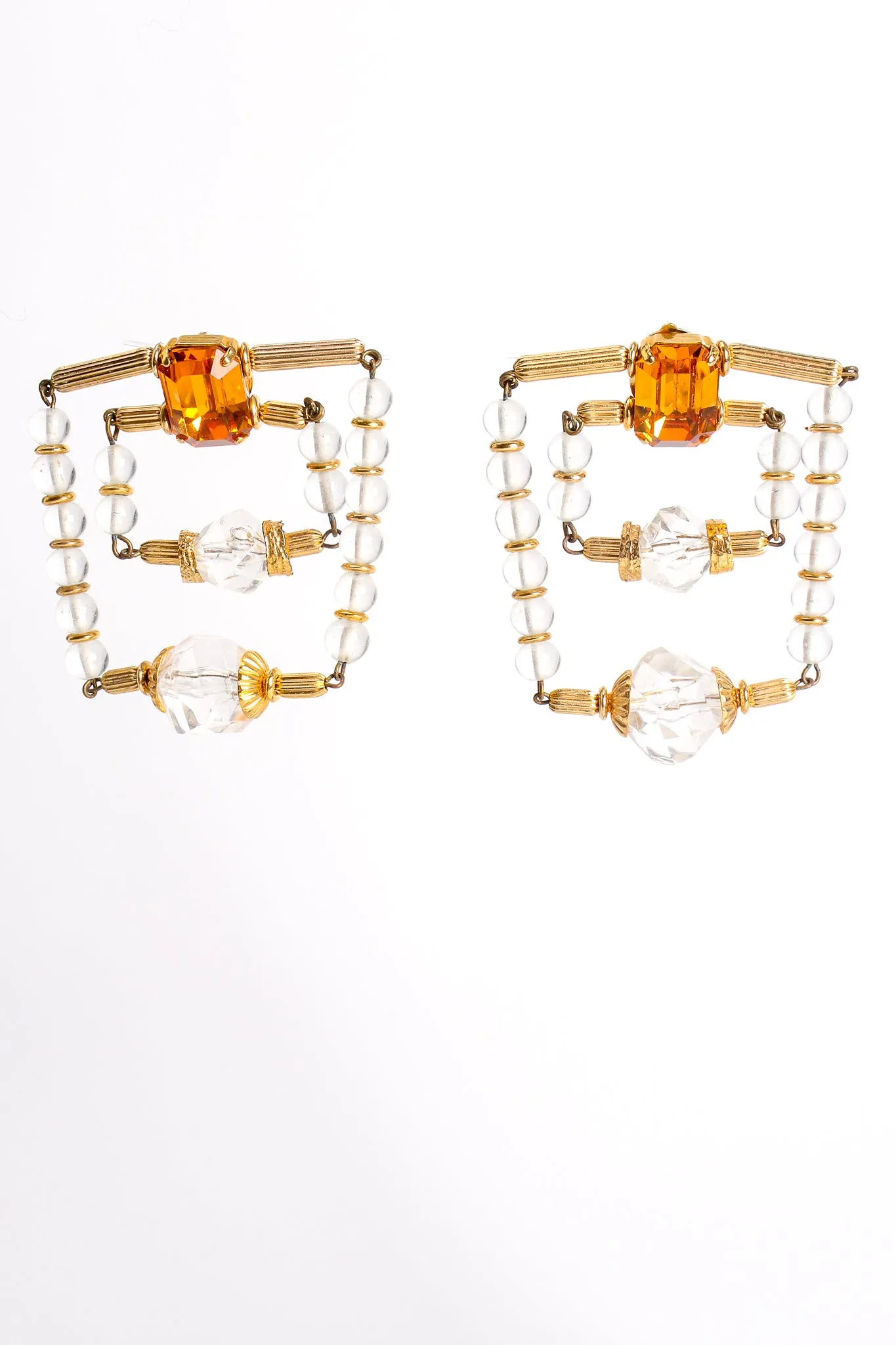 Trapeze Beaded Square Earrings