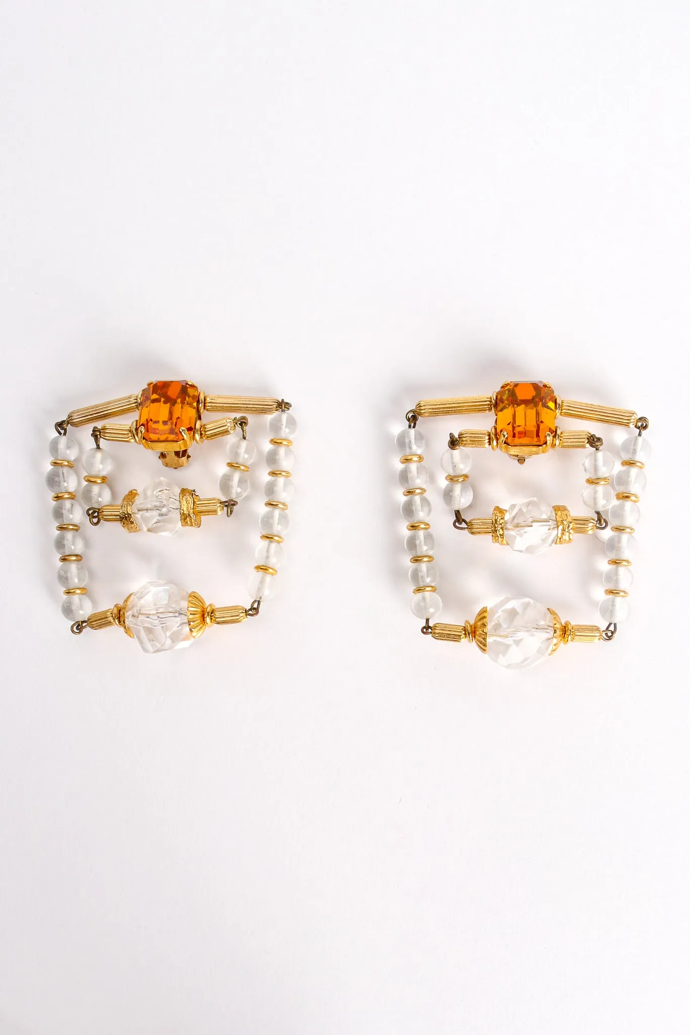 Trapeze Beaded Square Earrings