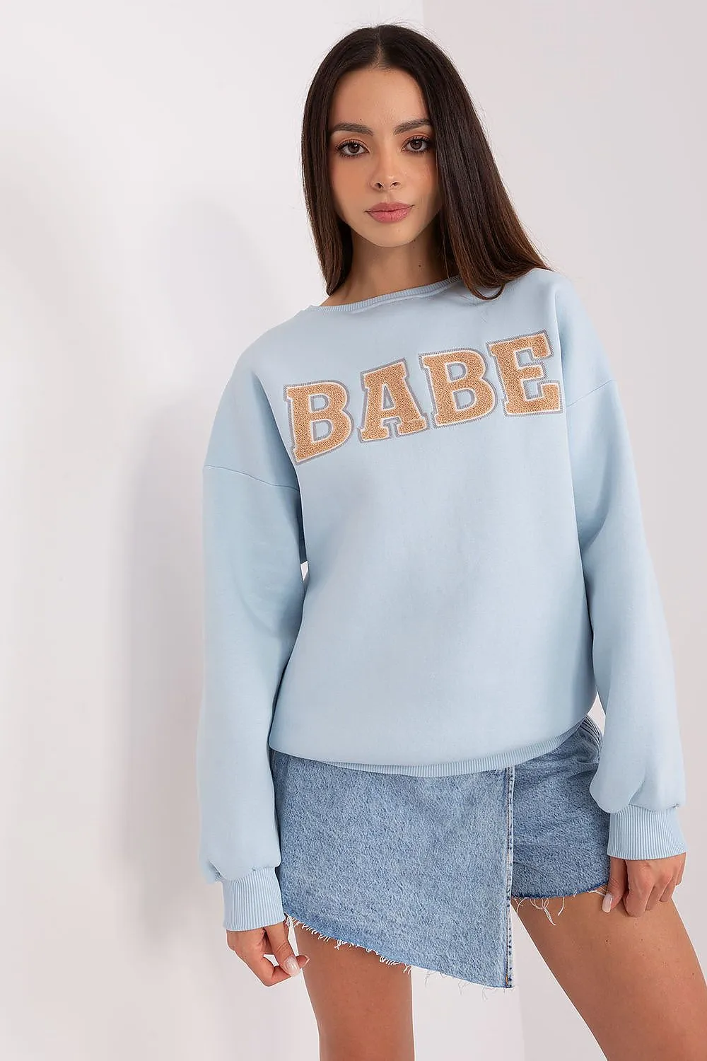Trendy Women's Babe Sweatshirt with Unique Texture