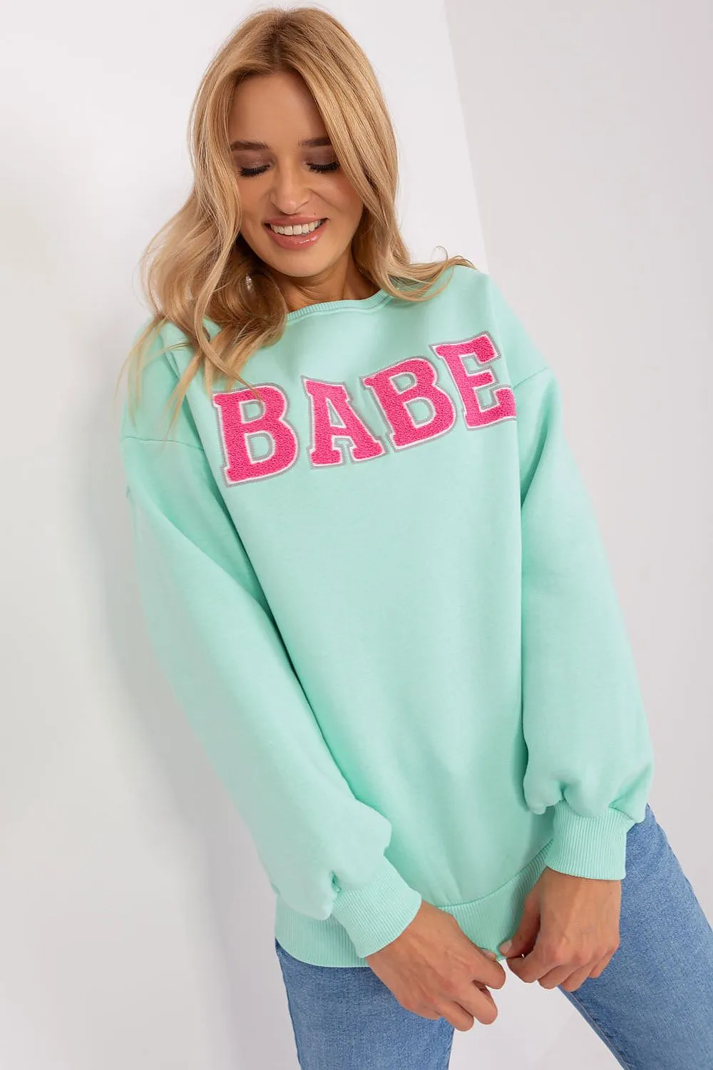 Trendy Women's Babe Sweatshirt with Unique Texture