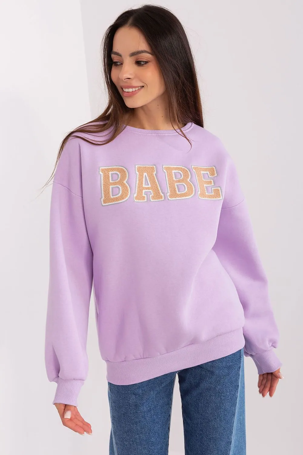 Trendy Women's Babe Sweatshirt with Unique Texture
