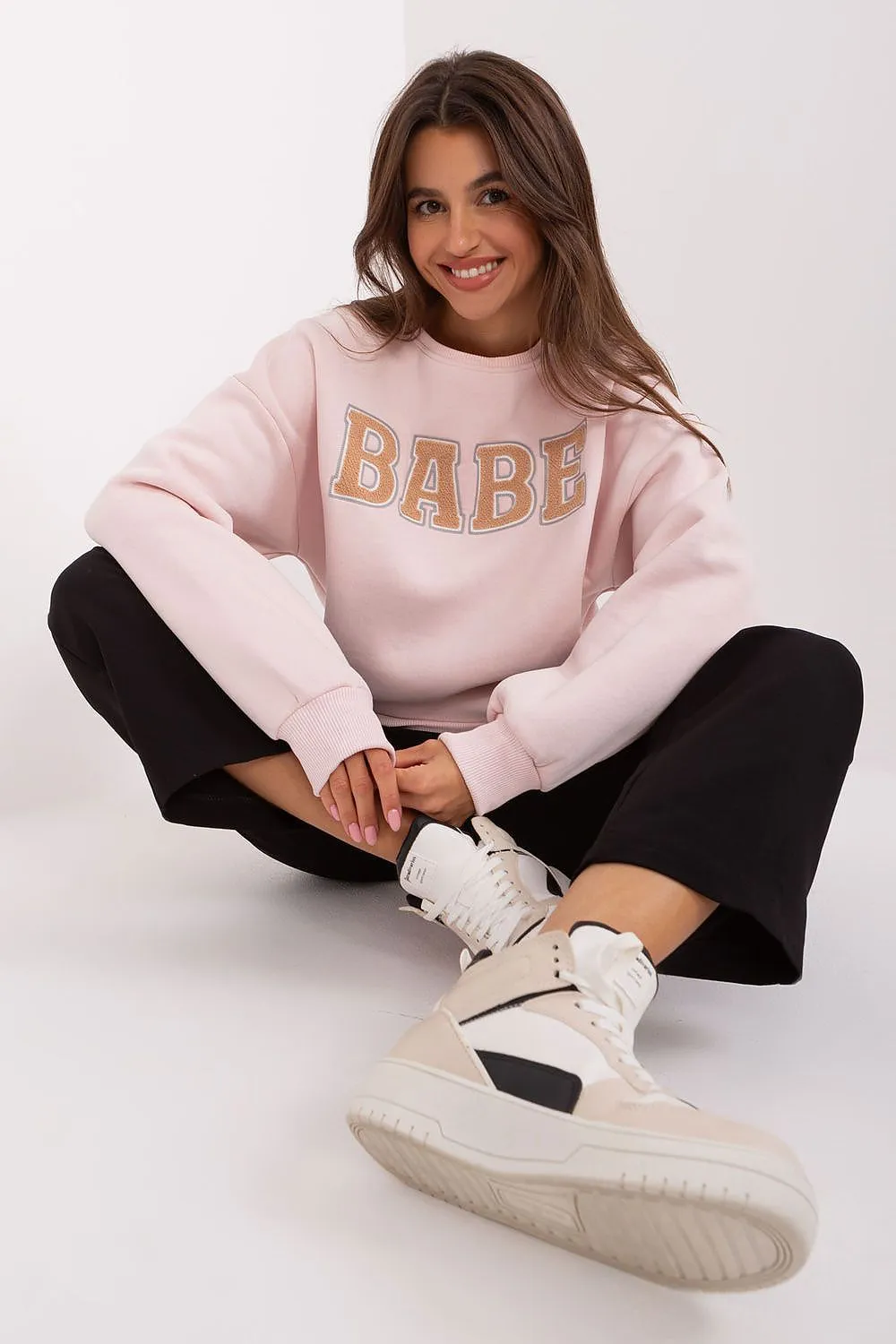 Trendy Women's Babe Sweatshirt with Unique Texture