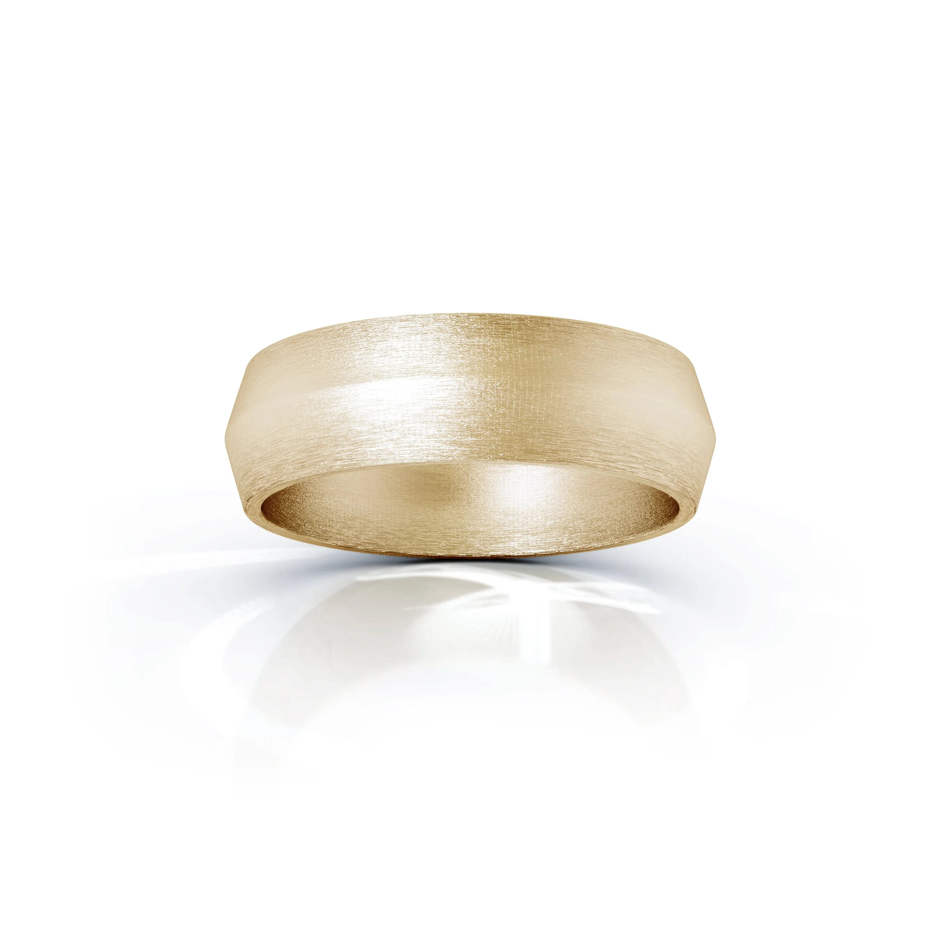 Triangle Profile 6MM Matte Finish Wedding Band in 14K Gold