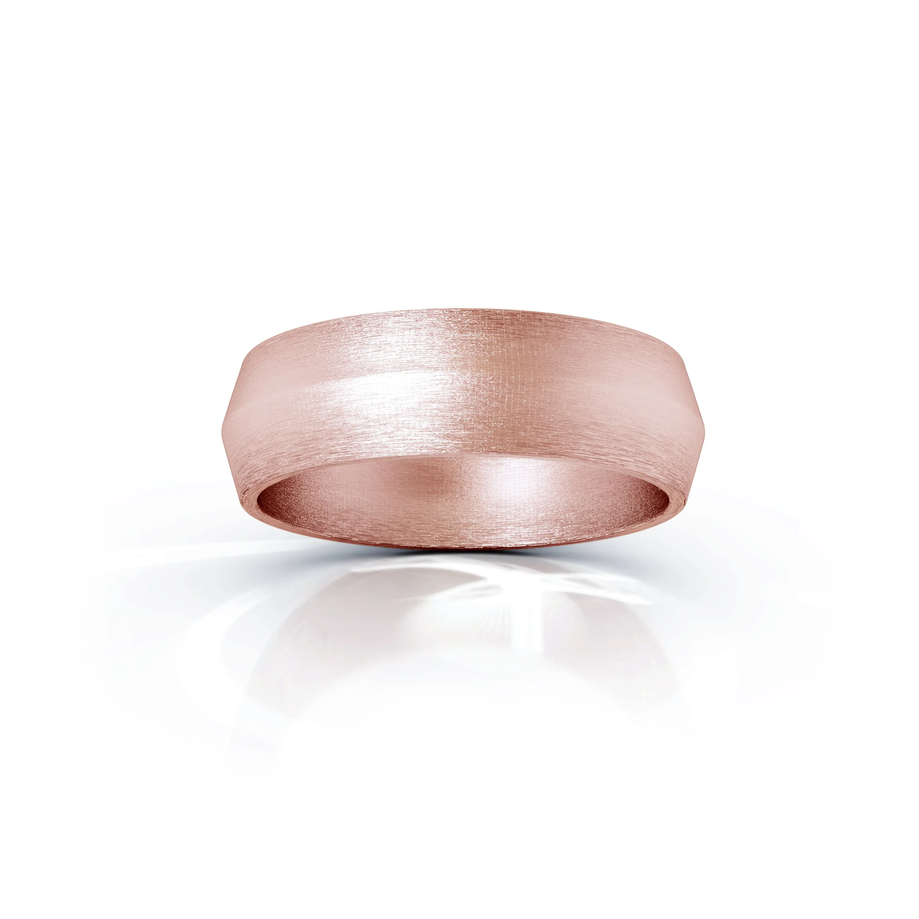 Triangle Profile 6MM Matte Finish Wedding Band in 14K Gold