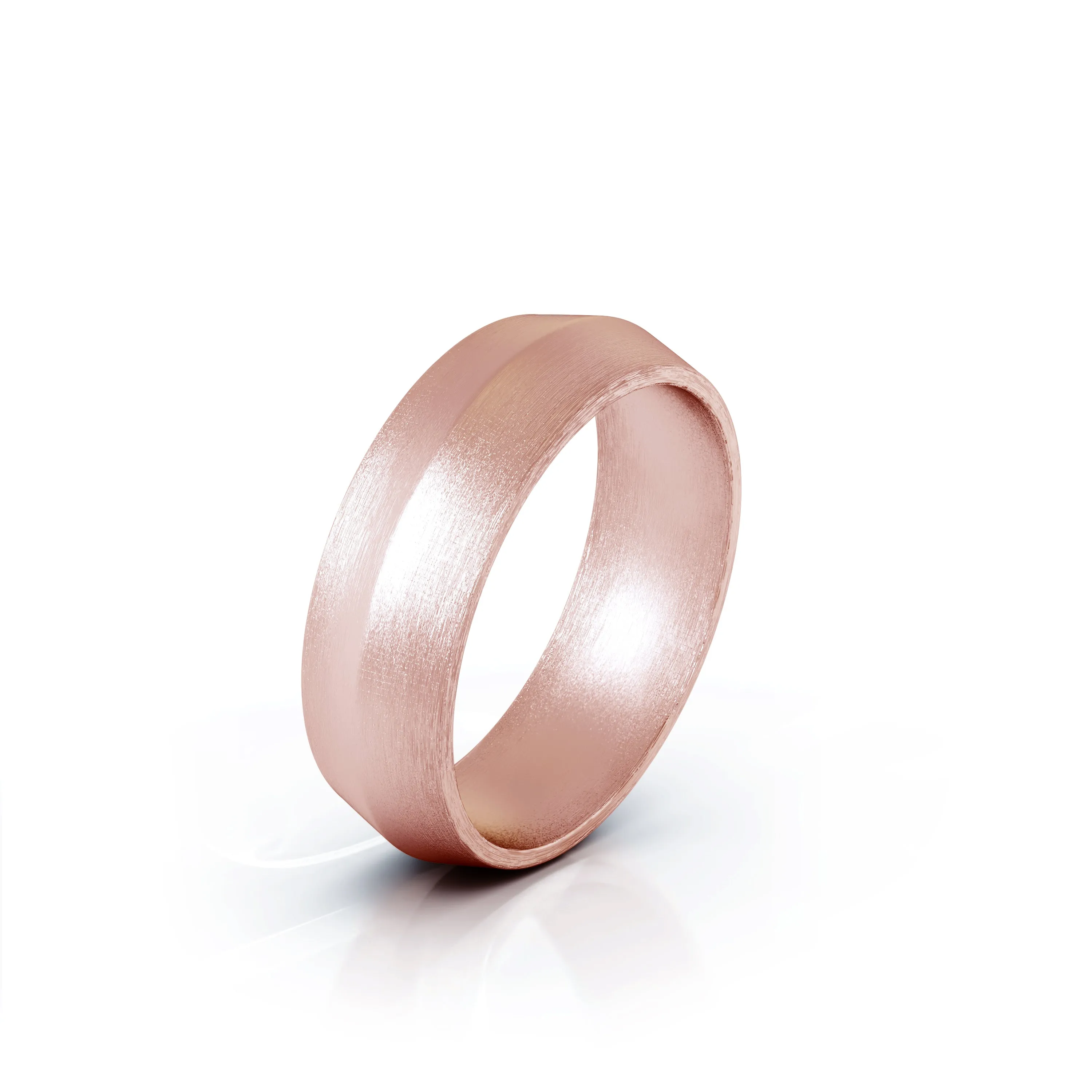 Triangle Profile 6MM Matte Finish Wedding Band in 14K Gold