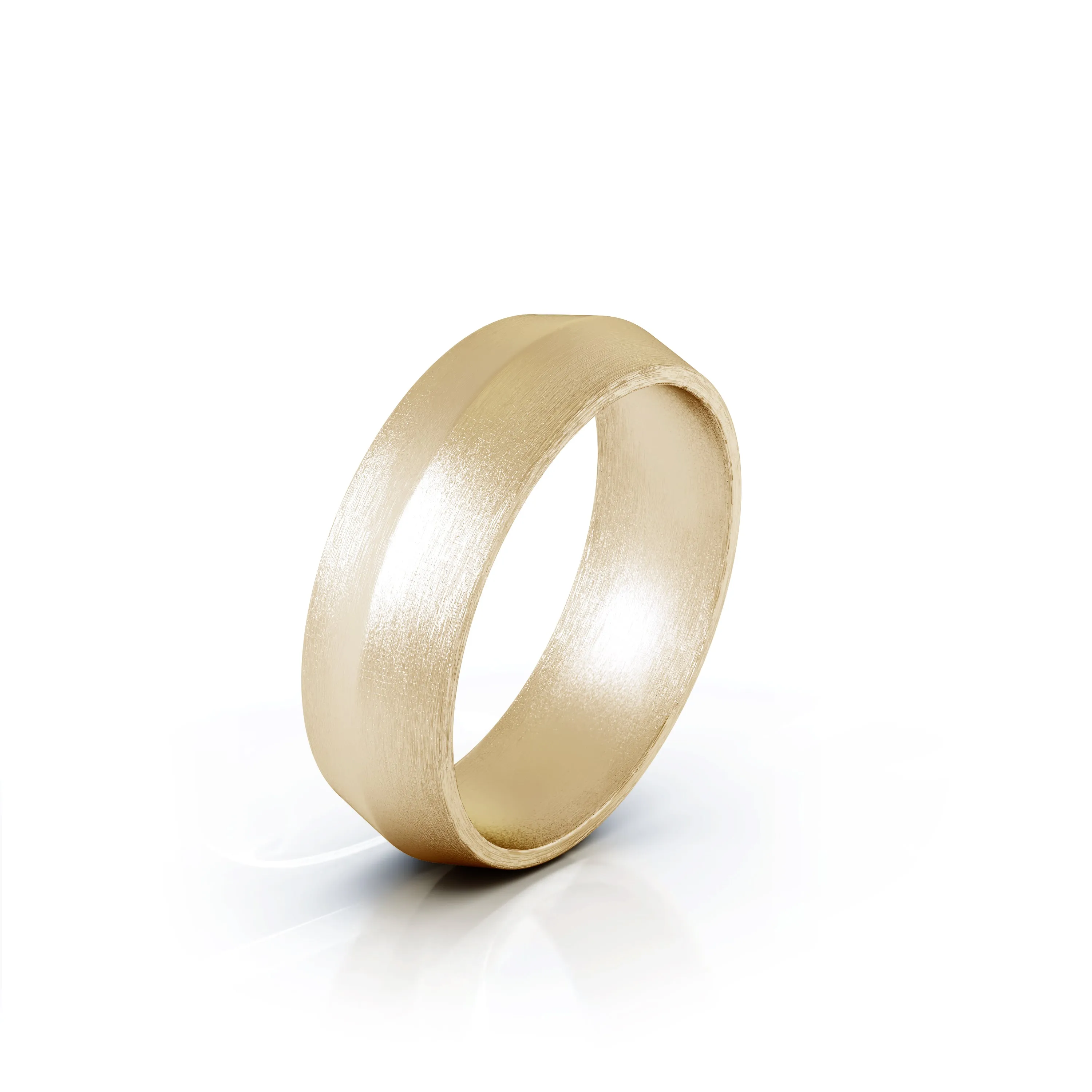 Triangle Profile 6MM Matte Finish Wedding Band in 14K Gold