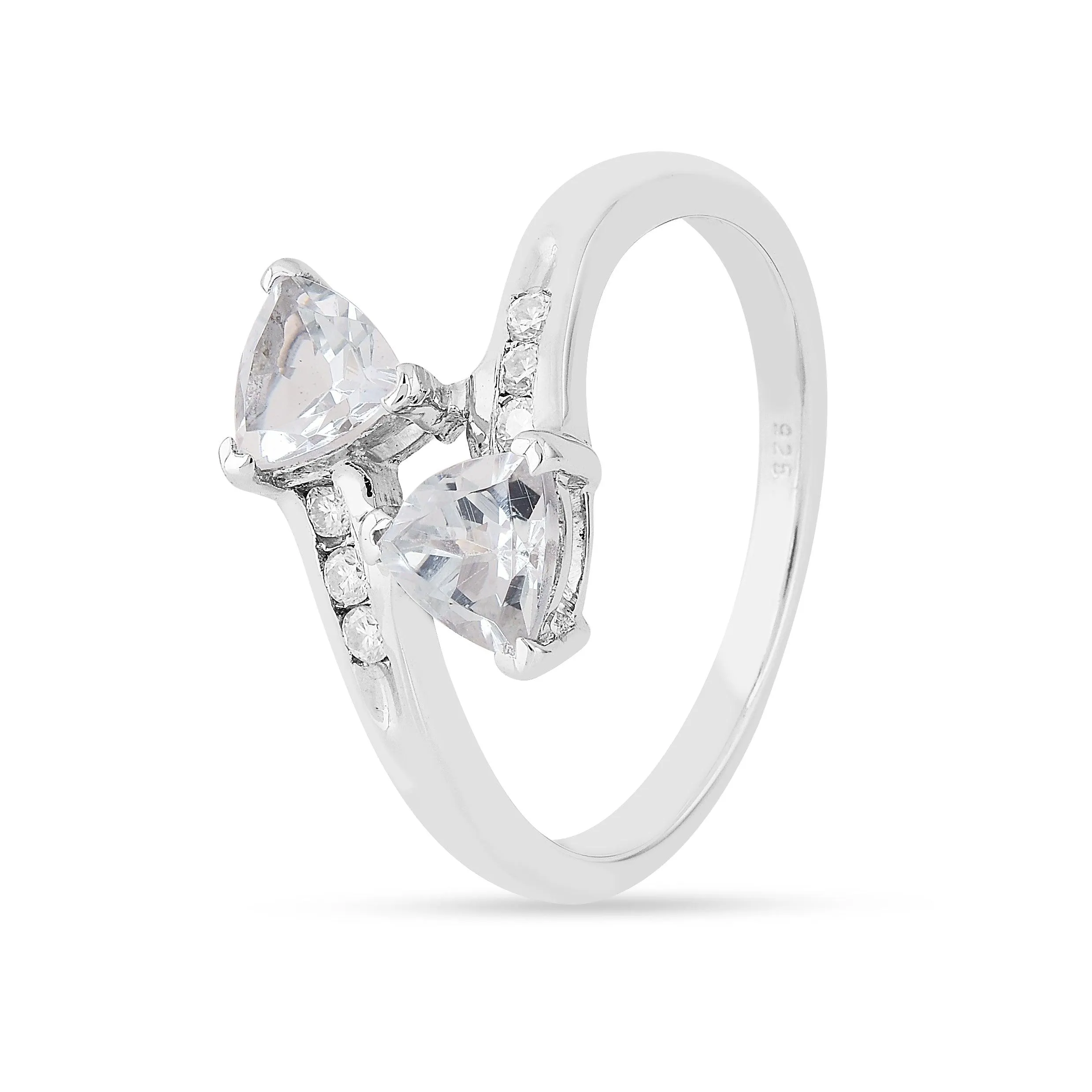 Trillon Cut Aquamarine Dual Stone Ring