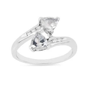 Trillon Cut Aquamarine Dual Stone Ring