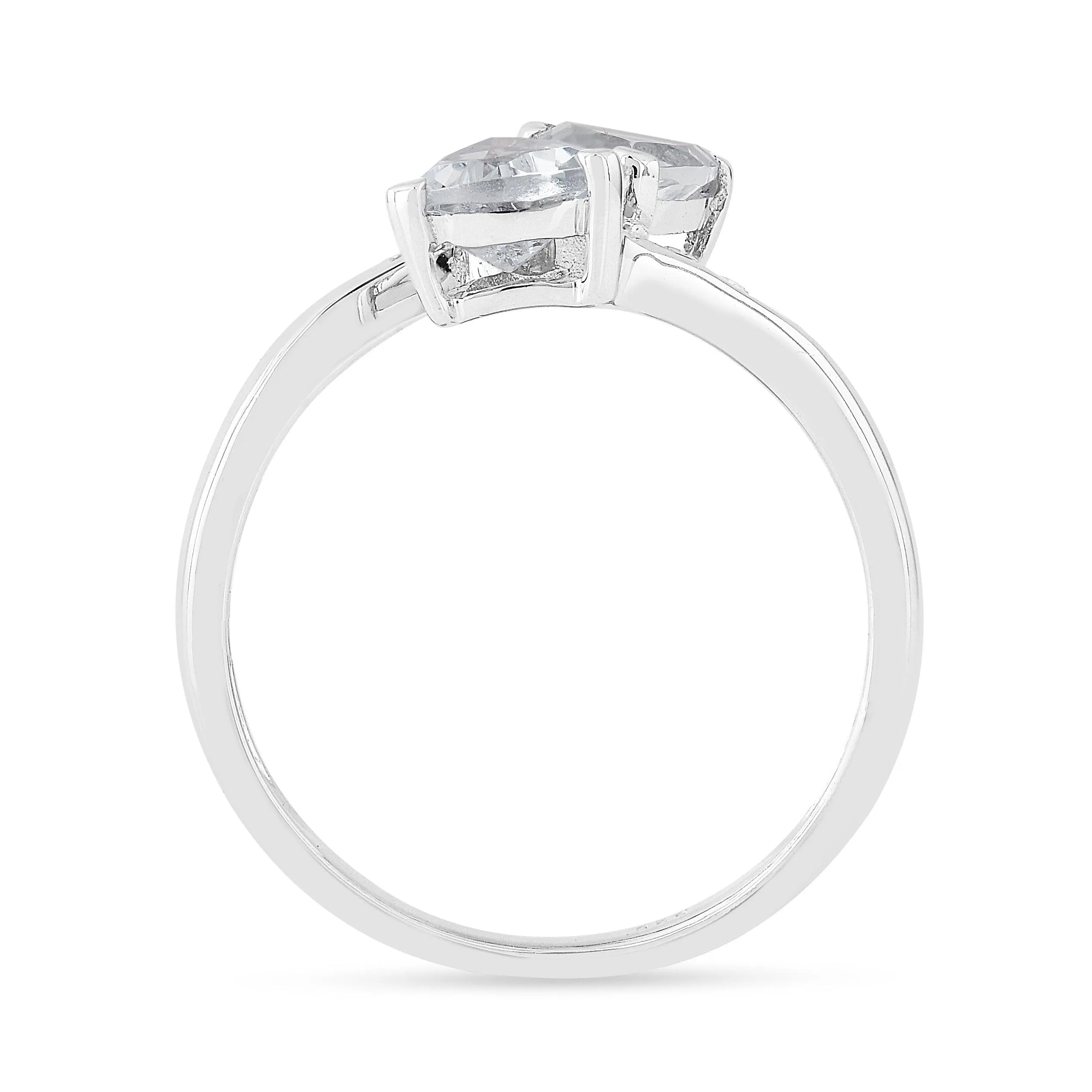 Trillon Cut Aquamarine Dual Stone Ring