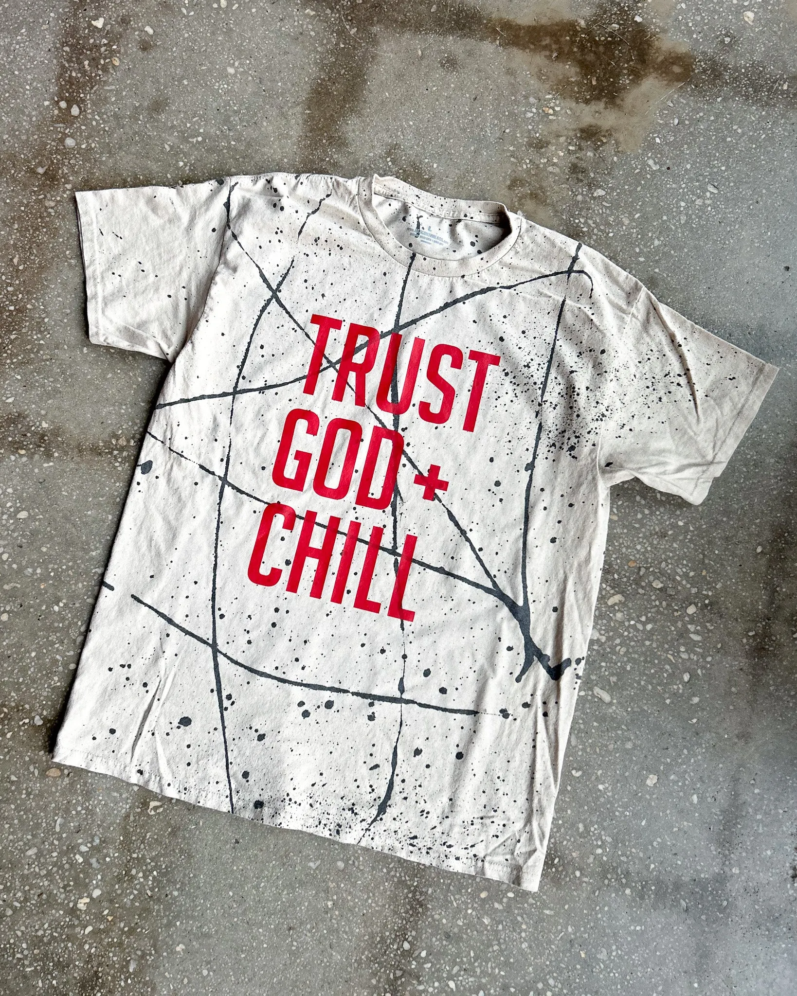 Trust God   Chill (Splatter) Adult Box T-Shirt