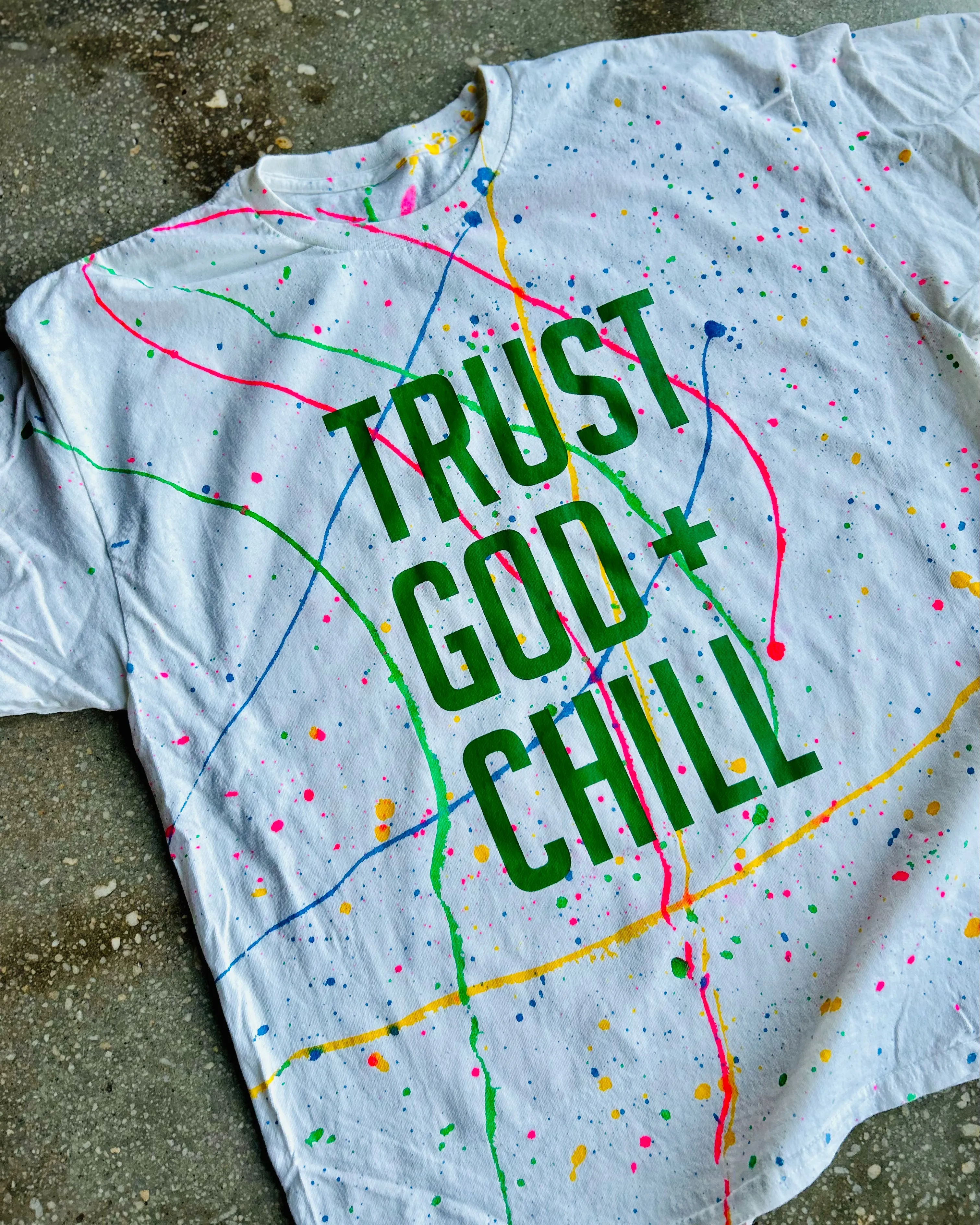 Trust God   Chill (Splatter) Adult Box T-Shirt