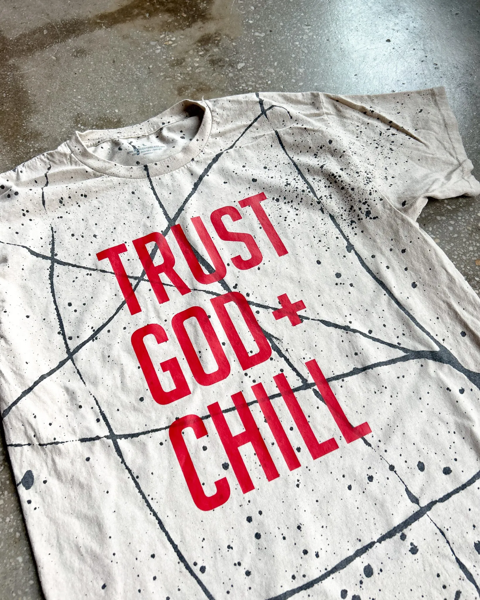 Trust God   Chill (Splatter) Adult Box T-Shirt
