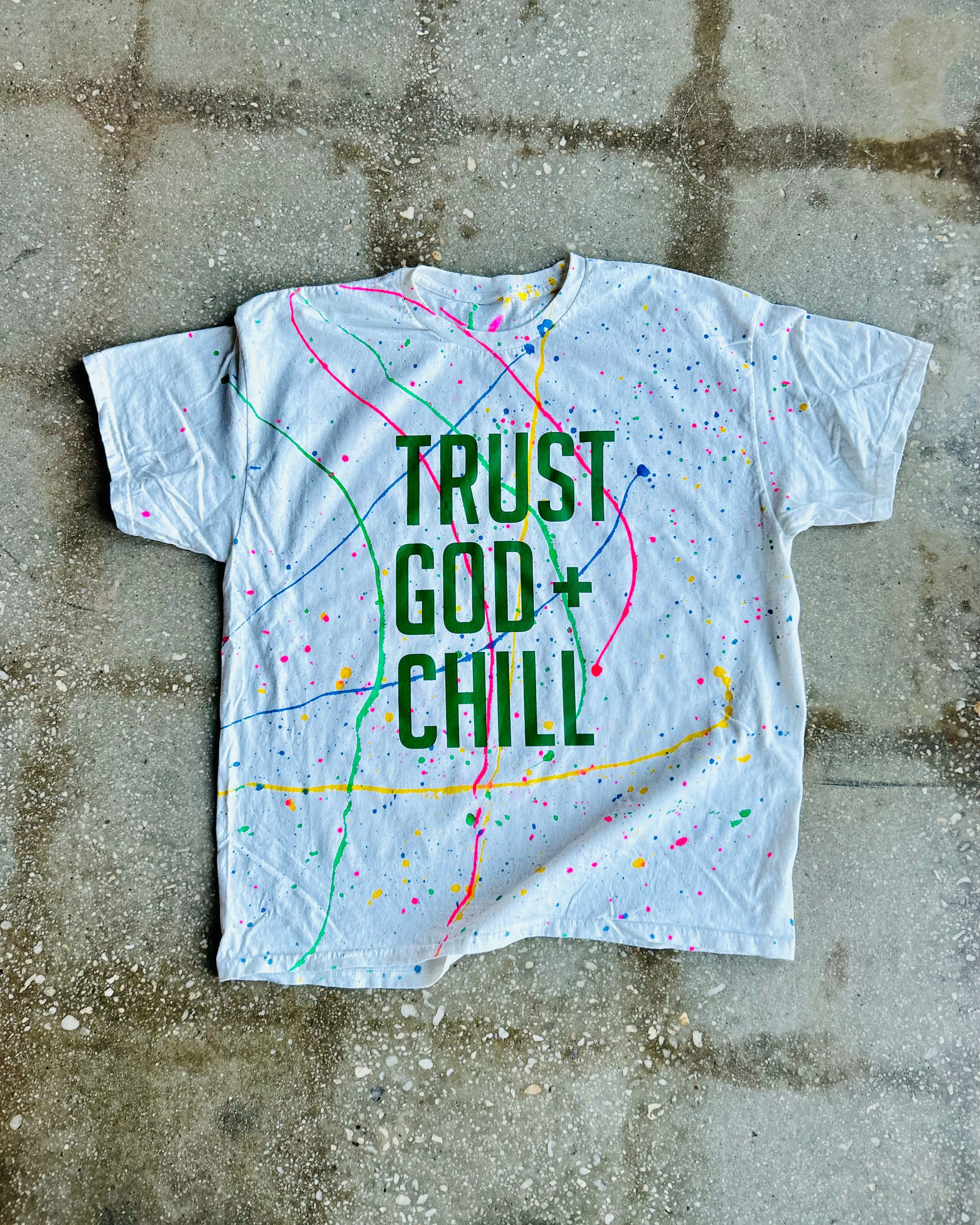 Trust God   Chill (Splatter) Adult Box T-Shirt