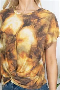 Tye Dye Short Sleeve Twist Front Top