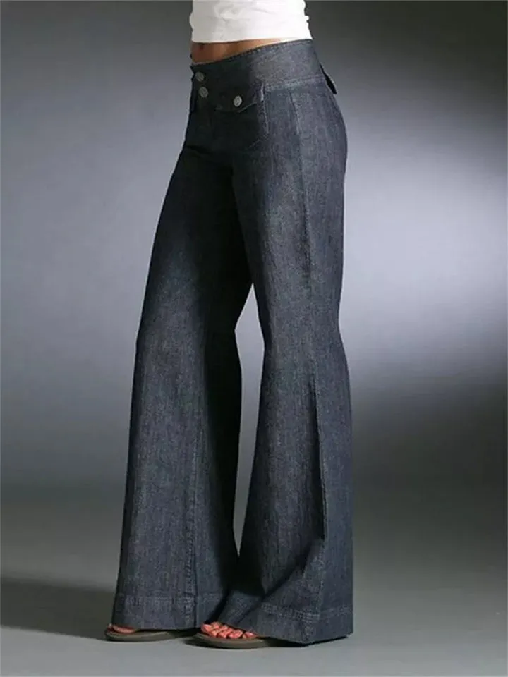 Unique Front Pockets Women's Slimming Dark Grey Denim Pants