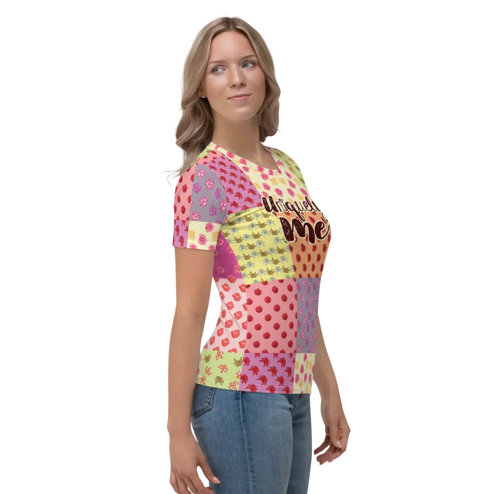 Uniquely Me Floral Pattern Women's Crew Neck T-shirt