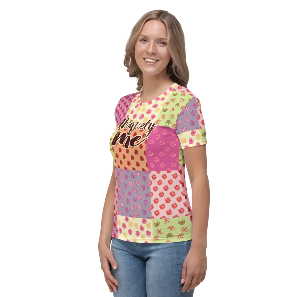 Uniquely Me Floral Pattern Women's Crew Neck T-shirt