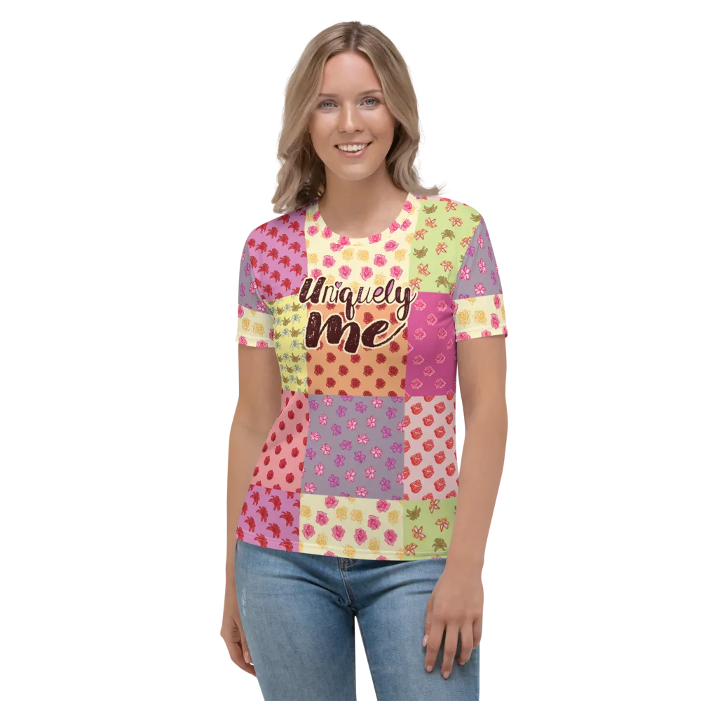 Uniquely Me Floral Pattern Women's Crew Neck T-shirt