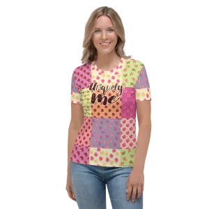 Uniquely Me Floral Pattern Women's Crew Neck T-shirt