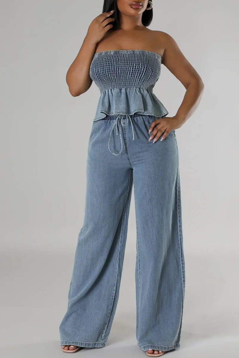 UR3095 Denim Tube and Jeans Set
